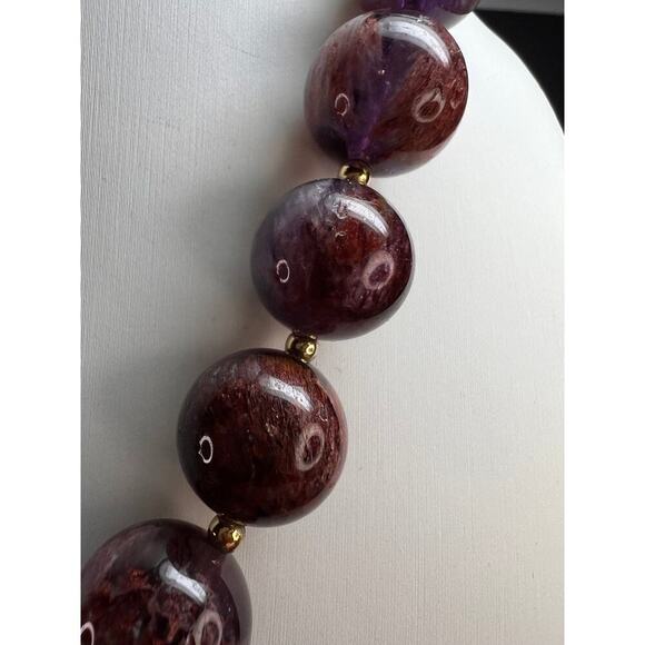 NEW Cacoxenite in amethyst graduated beaded necklace with gold vermeil - Picture 12 of 12